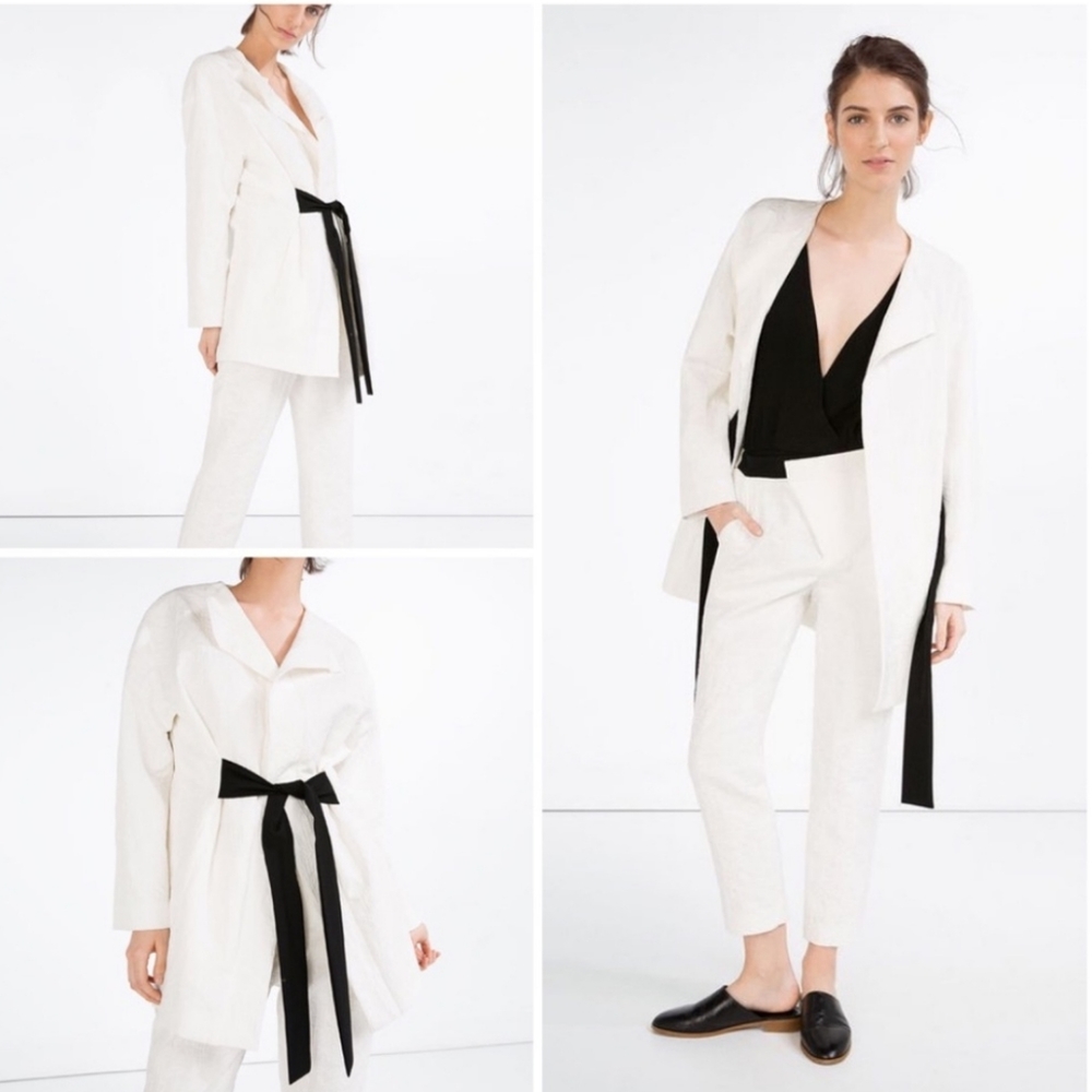 NWT Zara Textured White Coat